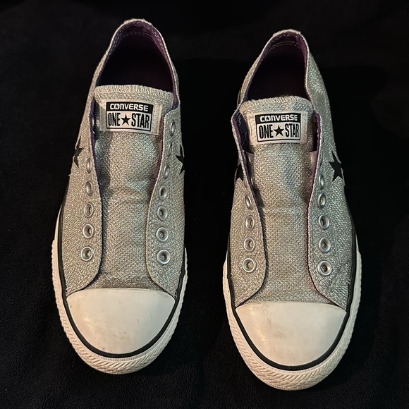 Converse Womens All Star Chuck Taylor Madison Low Size 9 Silver Sparkly Sneakers - Picture 5 of 10